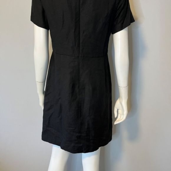 Ann Taylor Linen Blend Black dress V neckline and button front size 4 - Picture 6 of 10